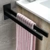 Double Angular Stainless Steel Towel Bar Self-Adhesive Towel Rack Towel Racks Wall For Bathroom Kitchen, Black Matt Towel Holder