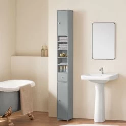 SoBuy Bathroom Tall Cabinet Cupboard Bathroom Cabinet Storage Cabinet,BZR34-HG -Comfort Bathroom Store 81853055 2