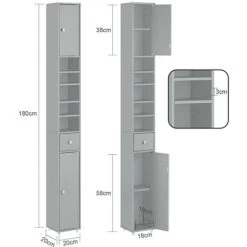 SoBuy Bathroom Tall Cabinet Cupboard Bathroom Cabinet Storage Cabinet,BZR34-HG -Comfort Bathroom Store 81853055 4