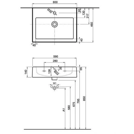KOLO By Geberit Twins Rectangular Washbasin 60x46cm With Overflow (L51160000) 5 KOLO By Geberit Twins Rectangular Washbasin 60x46cm With Overflow (L51160000) - Image 3
