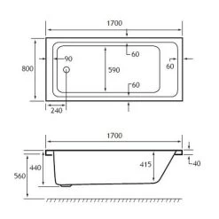 Portland Single Ended Bath 1700 X 800 5mm - 42.0014 7 Portland Single Ended Bath 1700 X 800 5mm - 42.0014 -Comfort Bathroom Store 82181581 3