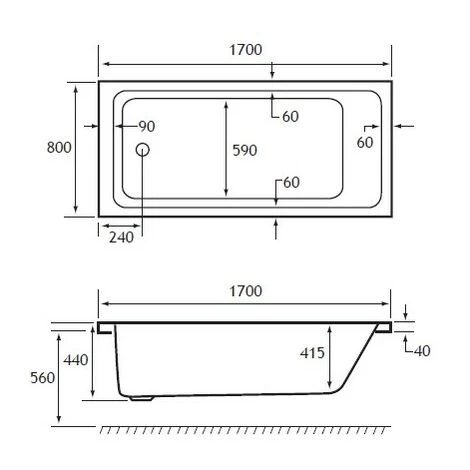 Portland Single Ended Bath 1700 X 800 5mm - 42.0014 5 Portland Single Ended Bath 1700 X 800 5mm - 42.0014 - Image 3