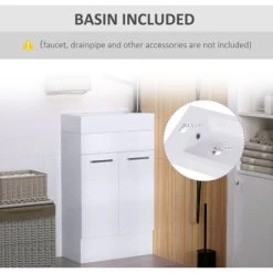 HOMCOM Bathroom Wash Basin Vanity With Ceramic Sink Base Cabinet Two Doors -Comfort Bathroom Store 8222183 5