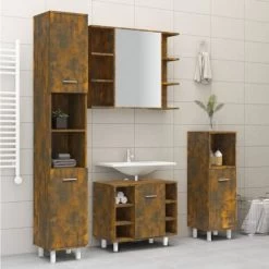 Bathroom Cabinet Smoked Oak 30x30x179 Cm Engineered Wood VidaXL -Comfort Bathroom Store 82793109 4