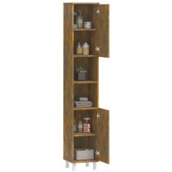 Bathroom Cabinet Smoked Oak 30x30x179 Cm Engineered Wood VidaXL -Comfort Bathroom Store 82793109 5