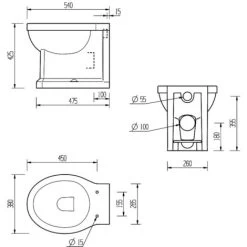 Signature Aphrodite Back To Wall Toilet 535mm Projection - Indigo Ash Wooden Effect Seat -Comfort Bathroom Store 83040484 2