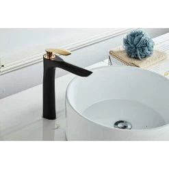 Single Lever Basin Mixer High Top Bathroom Faucet Black Theme Gold Chrome Handle Brass Single Lever Mixer -Comfort Bathroom Store 84675553 3