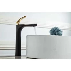Single Lever Basin Mixer High Top Bathroom Faucet Black Theme Gold Chrome Handle Brass Single Lever Mixer -Comfort Bathroom Store 84675553 4