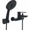 Shower Mixer With Hand Shower Black Shower Faucet Wall-mounted Bathtub Faucet With Bracket And Shower Hose 150 Cm For Bathrooms 1 Shower Mixer With Hand Shower Black Shower Faucet Wall-mounted Bathtub Faucet With Bracket And Shower Hose 150 Cm For Bathrooms -Comfort Bathroom Store 84675705 1
