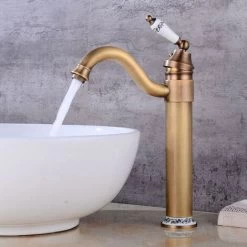 Brass Tall Basin Faucet Bathroom Faucet With 360° Swivel Tall Spout Basin Mixer Tap Hot Cold Adjustable Basin Mixer Bathroom Mixer Tap -Comfort Bathroom Store 84677432 2