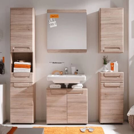 Storage Wall Cabinet Malea San Remo Oak Trendteam 4 Storage Wall Cabinet Malea San Remo Oak Trendteam - Image 2