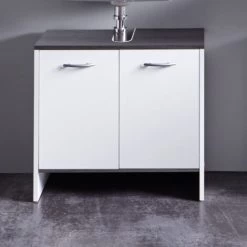 Sink Vanity Unit With 2 Doors SanDiego White And Smokey Silver Trendteam -Comfort Bathroom Store 84871094 2