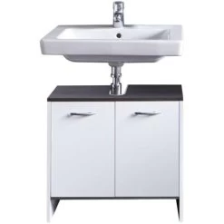 Sink Vanity Unit With 2 Doors SanDiego White And Smokey Silver Trendteam -Comfort Bathroom Store 84871094 5
