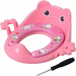 GTA Baby Toilet Reducer, Toilet Seat For Boys And Girls, Toilet Seat Cushion With Handle And Backrest, Adapter For Toddler Toilet (Pink)