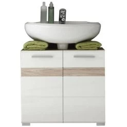 Sink Vanity Unit Set-One White And Light San Remo Oak Trendteam -Comfort Bathroom Store 85581121 3