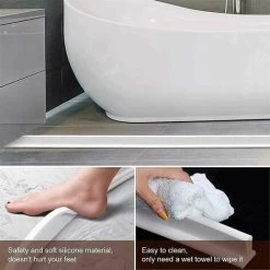 Self-adhesive Bathroom Water Stop Stroke Floor Water Restraint Bar Silicone Water Restraint Bar Threshold Foldable Shower Barrier And System, White, 50cm / 19in -Comfort Bathroom Store 85705515 4