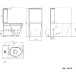 AICA Bathroom Rimless Close Coupled Toilet Soft Close Seat WC White Ceramic P-T -Comfort Bathroom Store 85783323 4