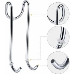 Shower Hooks Set Of 2 Shower Hooks Glass Shower Wall Without Drill Holder For Shower Wash Towels Bath Ball With Rubber Protection -Comfort Bathroom Store 85883172 3