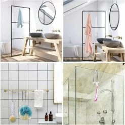 Shower Hooks Set Of 2 Shower Hooks Glass Shower Wall Without Drill Holder For Shower Wash Towels Bath Ball With Rubber Protection -Comfort Bathroom Store 85883172 4