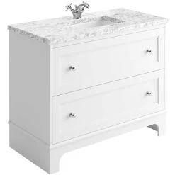 Pernant 1000mm Vanity Unit In Matt White With Leigh Worktop & Ceramic Basin -Comfort Bathroom Store 86061082 5