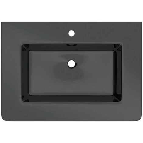 Goslar 600 Wall Mounted Vanity Unit In Titanium Grey Gloss With Grey Glass Basin 4 Goslar 600 Wall Mounted Vanity Unit In Titanium Grey Gloss With Grey Glass Basin - Image 2