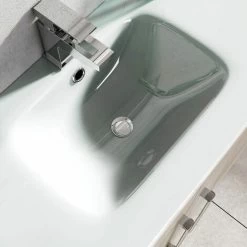 Hollton 800mm Light Wood Effect Wall Hung 2 Drawer Vanity Unit With White Glass Sink -Comfort Bathroom Store 86061723 3