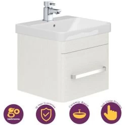 Pilton 500mm Wall Mounted Bathroom Vanity Unit With Ceramic Sink – White -Comfort Bathroom Store 86061803 3