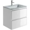Goslar 600 Wall Mounted Vanity Unit In Gloss White With Opal White Glass Basin -Comfort Bathroom Store 86061938 1