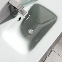 Hollton 800mm Grey Wood Effect Wall Hung 2 Drawer Vanity Unit With White Glass Sink 10 Hollton 800mm Grey Wood Effect Wall Hung 2 Drawer Vanity Unit With White Glass Sink -Comfort Bathroom Store 86062029 4