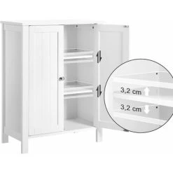 Songmics Freestanding Bathroom Cabinet Storage Cupboard Unit With 2 Doors And 2 Adjustable Shelves White BCB60W -Comfort Bathroom Store 8617014 4