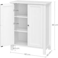 Songmics Freestanding Bathroom Cabinet Storage Cupboard Unit With 2 Doors And 2 Adjustable Shelves White BCB60W -Comfort Bathroom Store 8617014 5