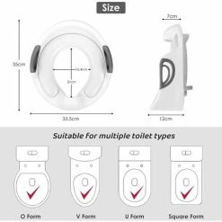 Kids Toilet Reducer Baby Toilet Seat Kids Toilet Seat Non Slip Toilet Reducer Round/Oval Toilet With Handle/Pad/Backrest Easy Clean White -Comfort Bathroom Store 86200369 3