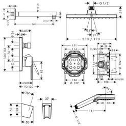 Hansgrohe Vernis Shape Rainfinity All-in-one Shower Set With 230 XXL Head Shower + 3jet Hand Shower, Matt Black -Comfort Bathroom Store 86493970 5