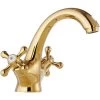 Traditional Victorian Integral Basin Faucet Vintage Double Cross Handle Bathroom Faucet, Gold -Comfort Bathroom Store 86503158 1