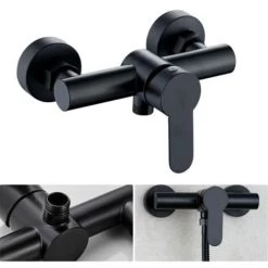 Single Lever Bathtub-Shower Mixer Bath Tap Set Shower Faucets Bathroom Faucet Integrated Check Valve Black Hot And Cold Water Mixer Valve -Comfort Bathroom Store 86503464 5