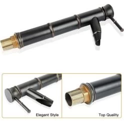 Vintage Antique Bronze Full Copper Bamboo Hotel Bathroom Kitchen Mixer Tap Basin Faucet, Copper, 3 Joints Break Mouth(Black -Comfort Bathroom Store 86503897 3