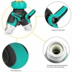RHAFAYRE Garden Hose Splitter, 3/4 Zinc Alloy Distributor With 2 Valve Outlets, Adjustable And Lockable Water Flow With 2 Connectors And 3 Washers -Comfort Bathroom Store 86533217 5