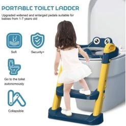 Kids Toilet Seat With Ladder, Non-Slip Foldable And Adjustable Kids Toilet Seat, Baby Toilet Seat With Backrest, Grip Pad For 1-7 Years Old Kids -Comfort Bathroom Store 86604374 2