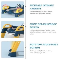 Kids Toilet Seat With Ladder, Non-Slip Foldable And Adjustable Kids Toilet Seat, Baby Toilet Seat With Backrest, Grip Pad For 1-7 Years Old Kids -Comfort Bathroom Store 86604374 5