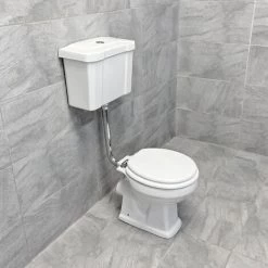 Savoy Traditional Victorian Low Level Toilet WC + Heavy Duty Seat + Top Flush