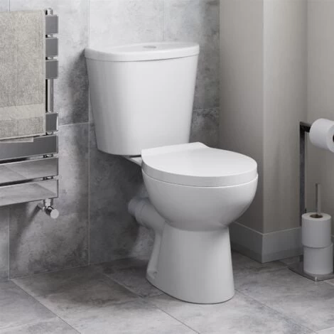 Essentials Close Coupled Toilet Ceramic Toilet Bathroom & Soft Close Seat 3 Essentials Close Coupled Toilet Ceramic Toilet Bathroom & Soft Close Seat