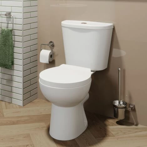 Essentials Close Coupled Toilet Ceramic Toilet Bathroom & Soft Close Seat 4 Essentials Close Coupled Toilet Ceramic Toilet Bathroom & Soft Close Seat - Image 2