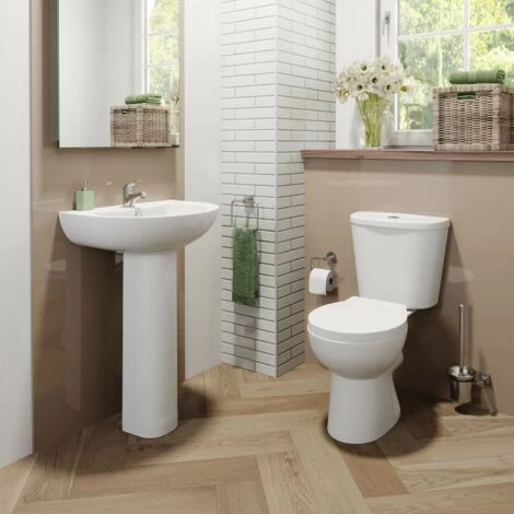 Essentials Close Coupled Toilet Ceramic Toilet Bathroom & Soft Close Seat 5 Essentials Close Coupled Toilet Ceramic Toilet Bathroom & Soft Close Seat - Image 3