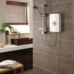 Triton Aspirante Electric Shower 8.5kW Modern White Gloss 5 Spray -Comfort Bathroom Store 8755463 3