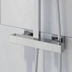 Thermostatic Shower Mixer Square Chrome Bathroom Twin Head Set -Comfort Bathroom Store 8755478 5