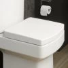 Modern White Square Toilet Seat Soft Closing Silent Chrome Hinges -Comfort Bathroom Store 8755555 1