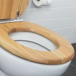 Croydex Flexi-Fix Rutland Solid Wood Toilet Seat Oak -Comfort Bathroom Store 8755944 3