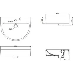 Affine Bordeaux Full Pedestal Bathroom Sink -Comfort Bathroom Store 8756002 4