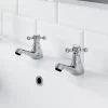 Traditional Bathroom Twin Basin Sink Taps 2 Tap Hole Brass Cross Head -Comfort Bathroom Store 8756425 1