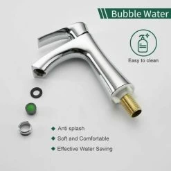 Chromed Brass Washbasin Mixer Tap Cold Water Faucet Removable Aerator Bathroom Taps Ceramic Cartridge For Washbasin WC Or, Basement -Comfort Bathroom Store 87600046 2
